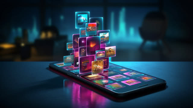 Illustration of various mobile devices displaying different app screens